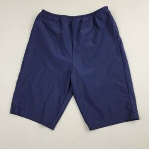 Firpearl Womens Navy Blue Elastic Waist Athletic Swim Shorts Size 12